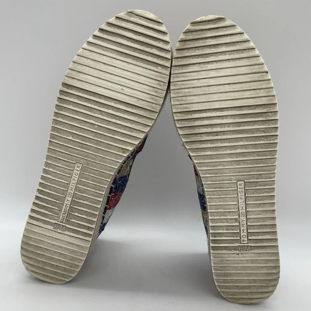 Tommy Hilfiger Womens 6.5 Shoes Flats Corliss‎ 2 American Flag Sequin Espadrille